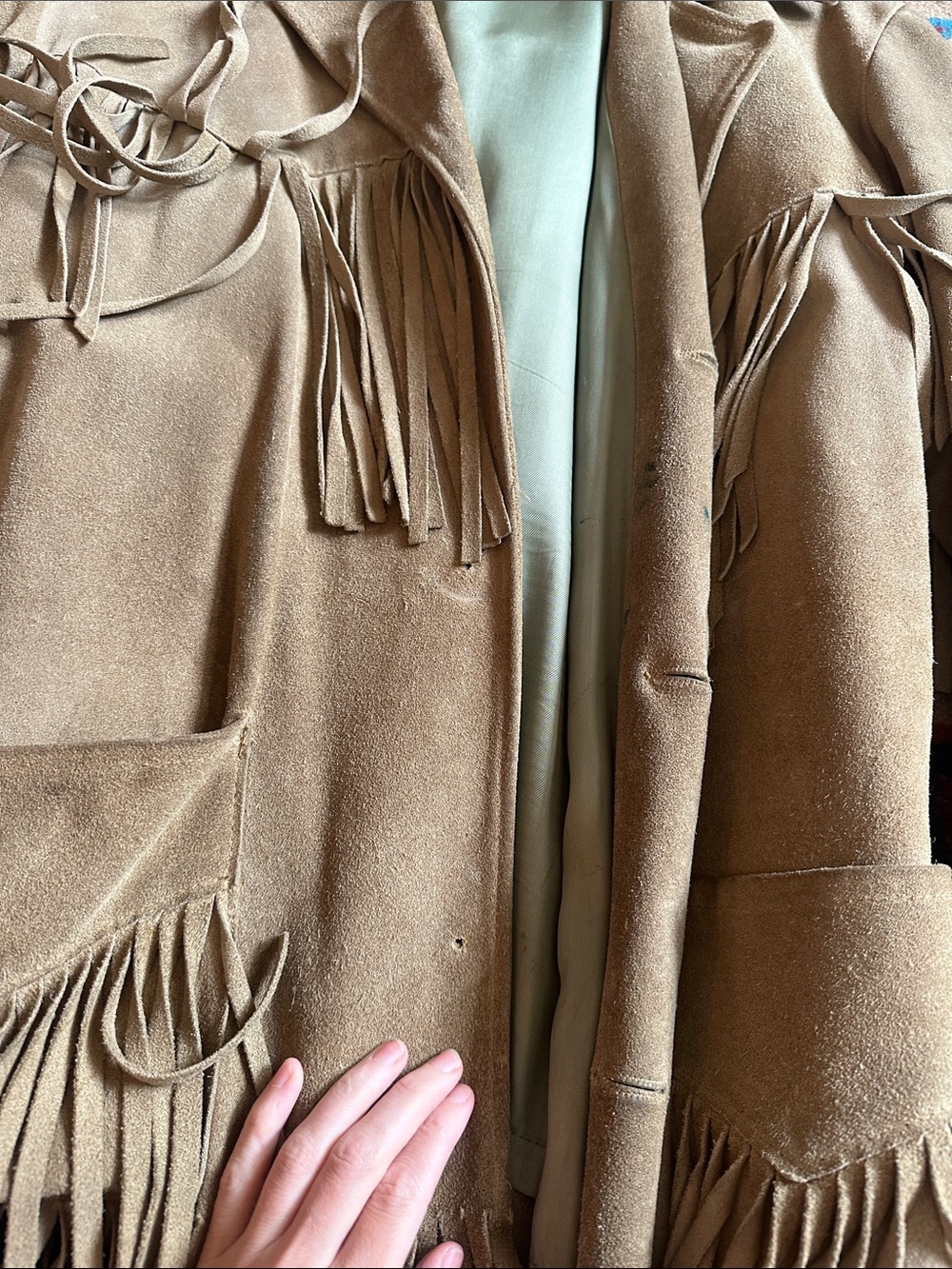 Vintage 1950s Suede Fringe Western Boho Jacket - Picture 4 of 7